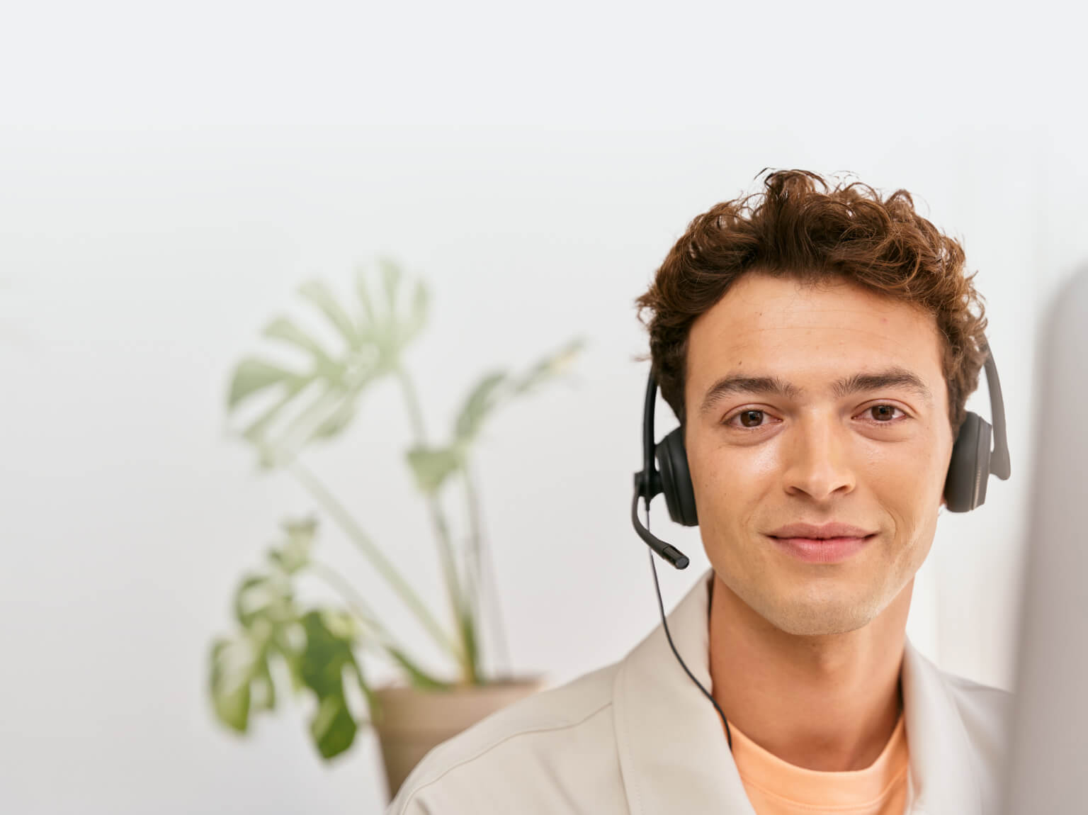 Male receptionist tablet