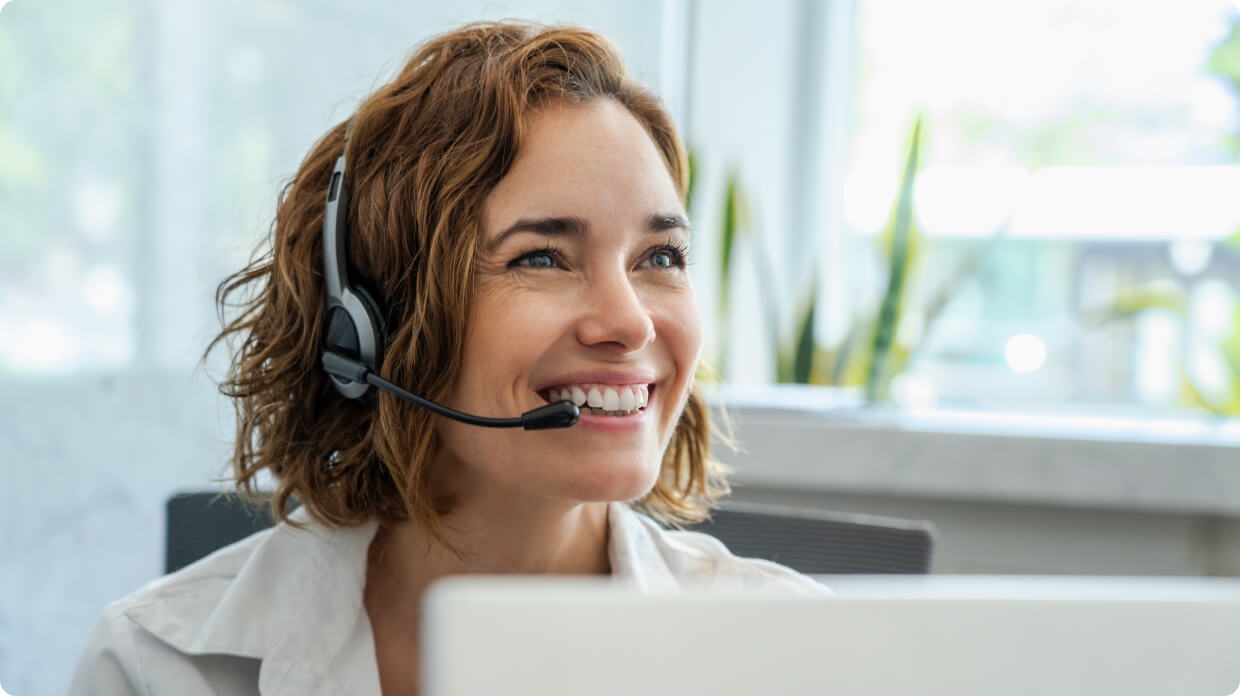 Female receptionist answering call