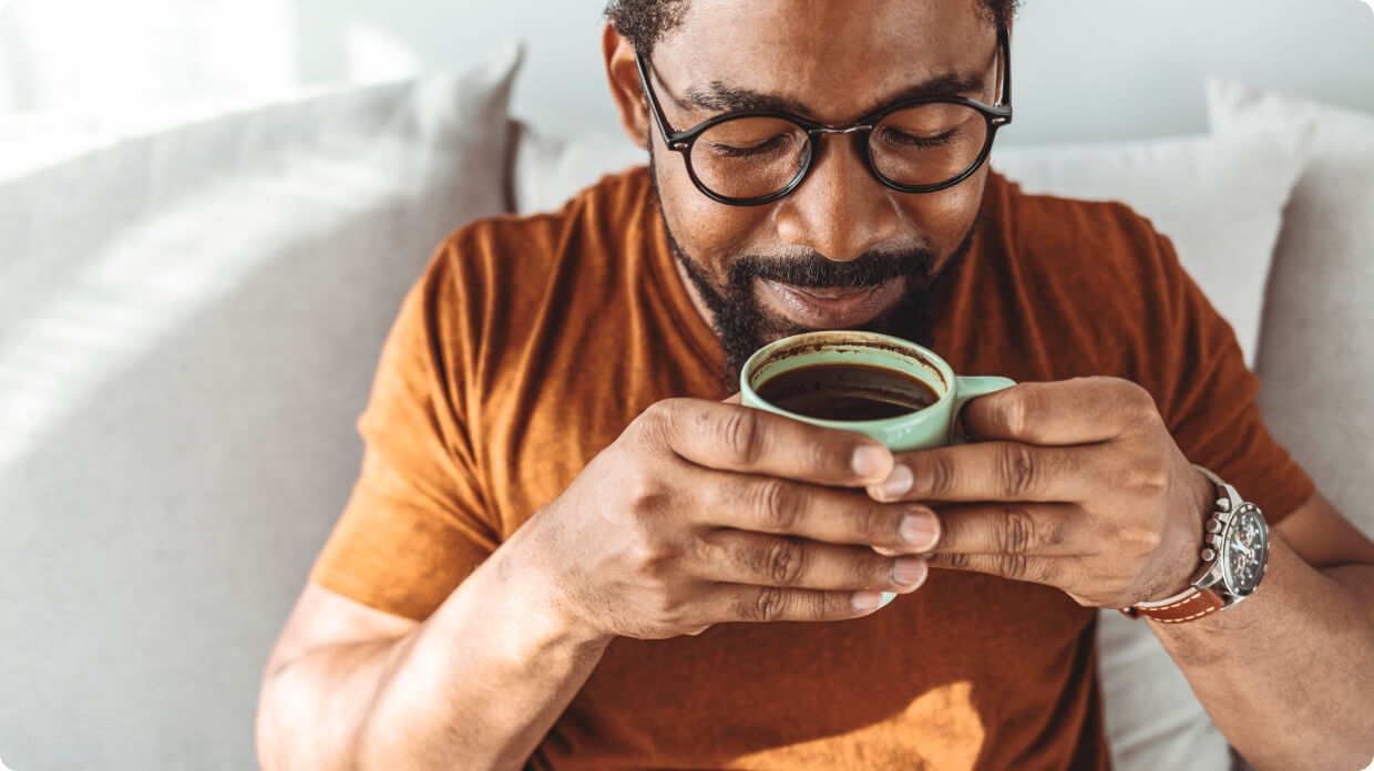 Man drinking coffee