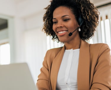 dark haired receptionist with headset