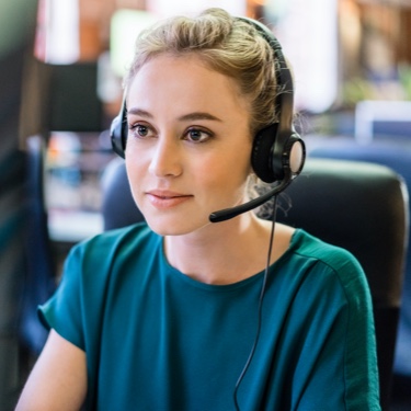 Receptionist with headphones