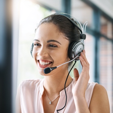 Smiling lady with headphone